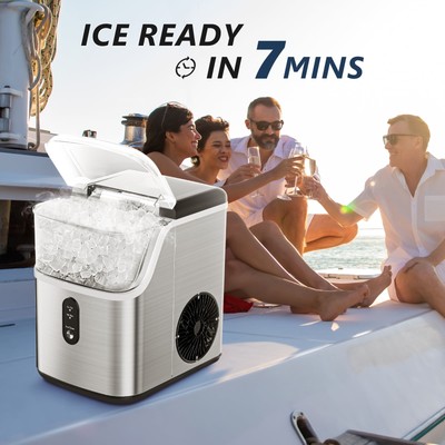 Portable Nugget Ice Maker - 35Lbs/Day, Self-Cleaning, Soft Chewable Ice