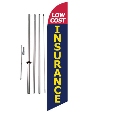 NEW Low Cost Insurance (rb) Advertising Feather Banner Swooper Flag Kit + spike
