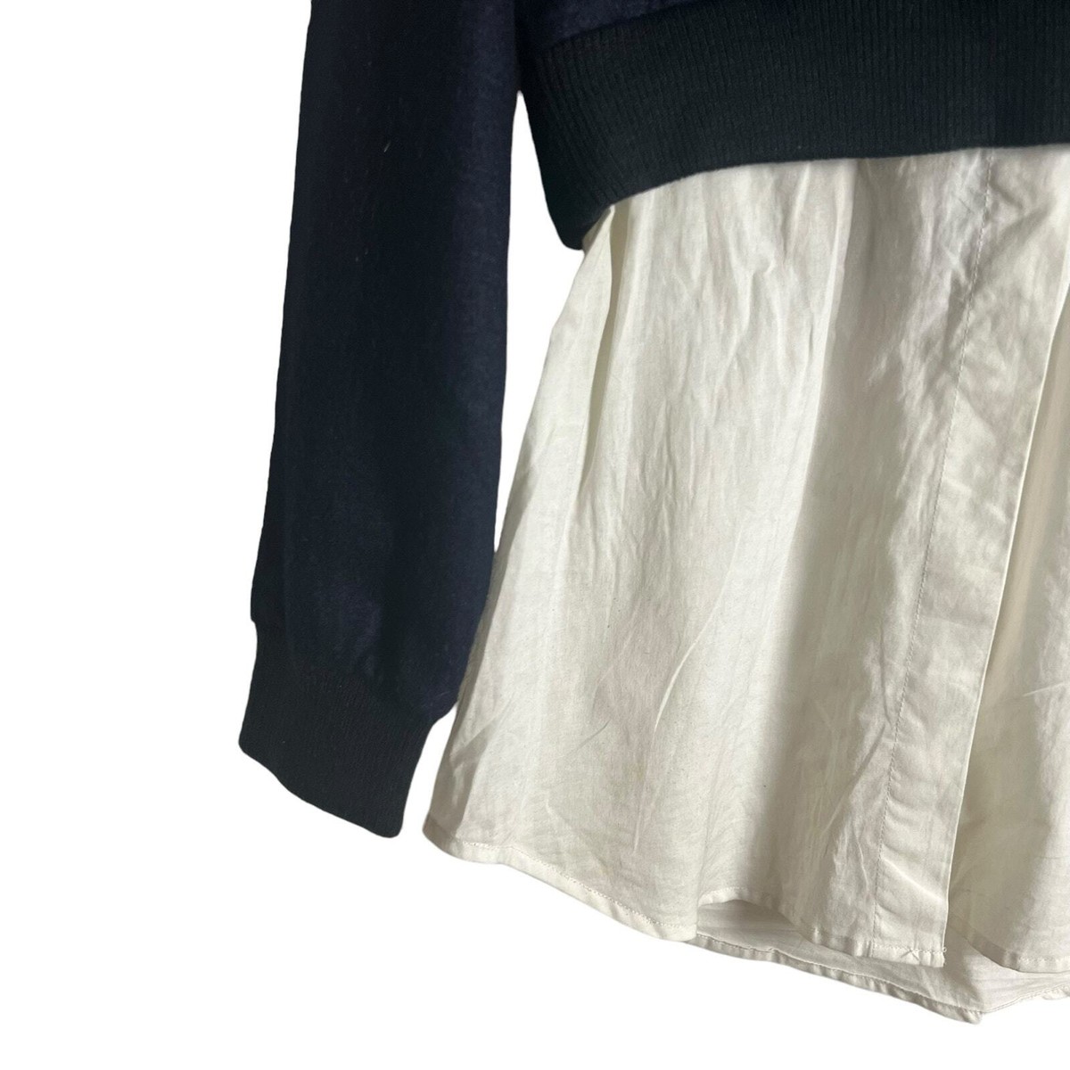 Sea New York Navy Blue Black White Mixed Media Crewneck Sweater  display picture 1
