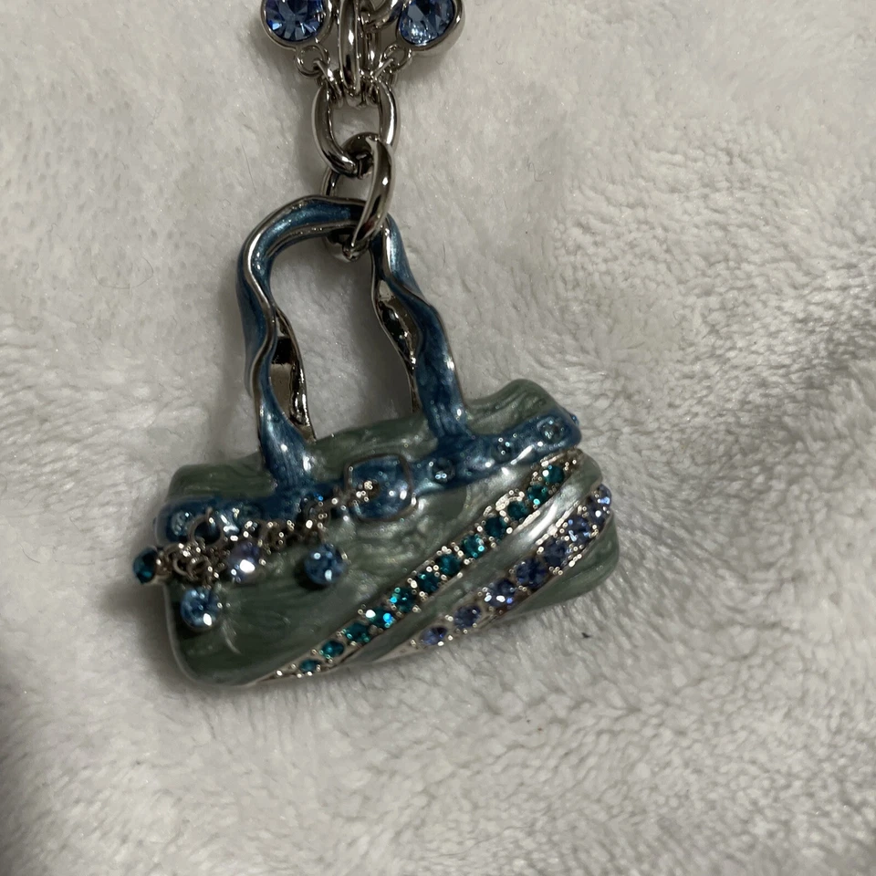 Alexander Kalifano Womens Blue Purse Swarovski Crystals Key Ring - Image 2 of 4