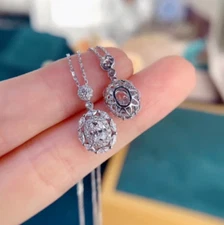 2.30Ct Oval Cut VVS1/D Diamond Halo Pendant 14K White Gold Finish No Chain