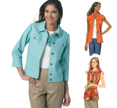 Butterick 5616 Sz 6-22 Button Jeans Denim Jacket Vest Relaxed Fit Pocket Pattern