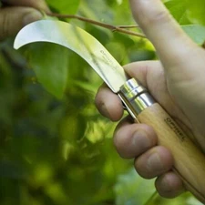 OPINEL No.10 BILLHOOK PRUNING FOLDING KNIFE BEECH WOOD HANDLE (113110, 000657)