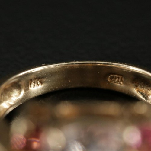 Anello in oro giallo 14 kt con morganite e tormalina rosa - Foto 8 di 8