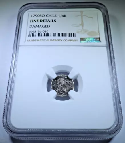 NGC 1790 Santiago Chile Silver 1/4 Reales Genuine Antique 1700's Colonial Coin