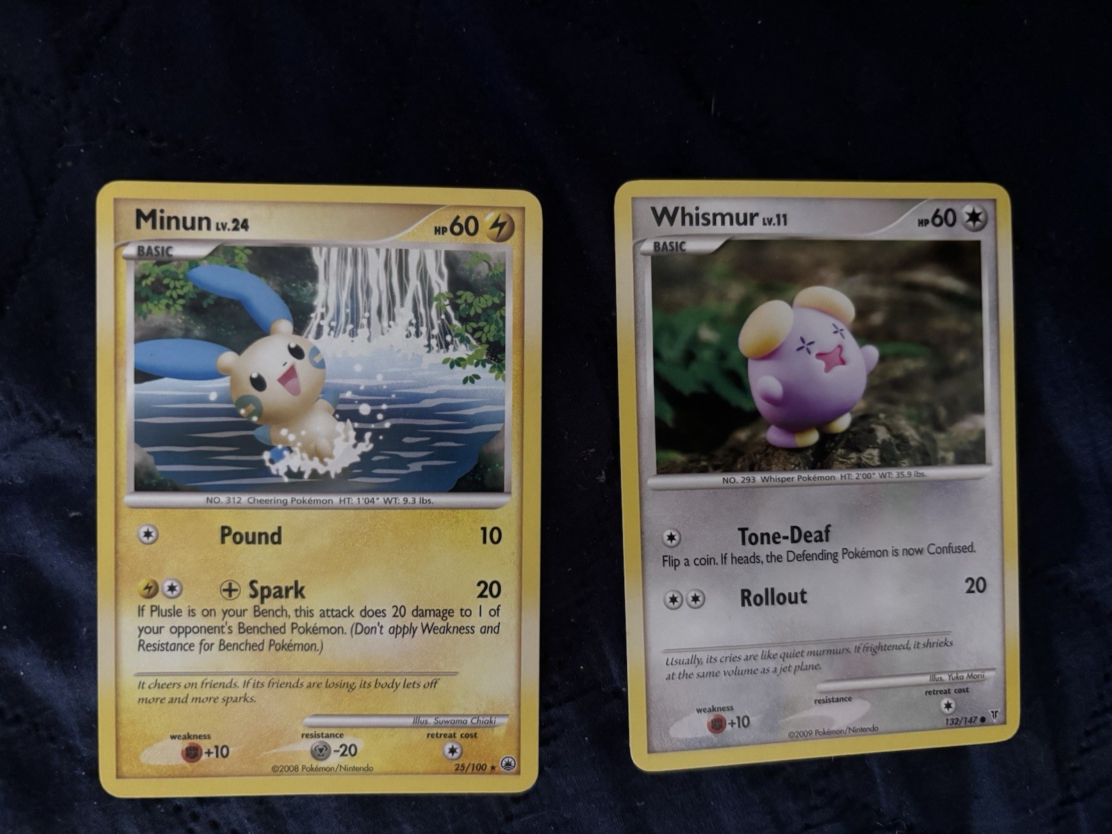 2008 Pokémon TCG Majestic Dawn Minun 25/100 & Whismur 77/100 Card Lot