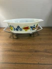 Vintage JAJ Pyrex Fiesta Oval 2qt Casserole Dish Bowl W Corning Trivet England
