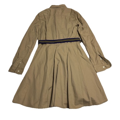 Ralph Lauren Belted Cotton Chino Fit & Flare Shirtdress In Khaki Size: 16 - Picture 5 of 18