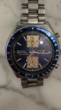Seiko 6138-0030 Automatic Chronograph KAKUME Kanji !! Blue Dial Speed ​​Timer!!