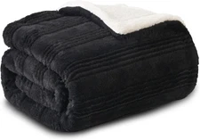 Super Soft Faux Rabbit Fur & Fleece Sherpa Throw Blanket - Ultra Soft 50 x 60 in