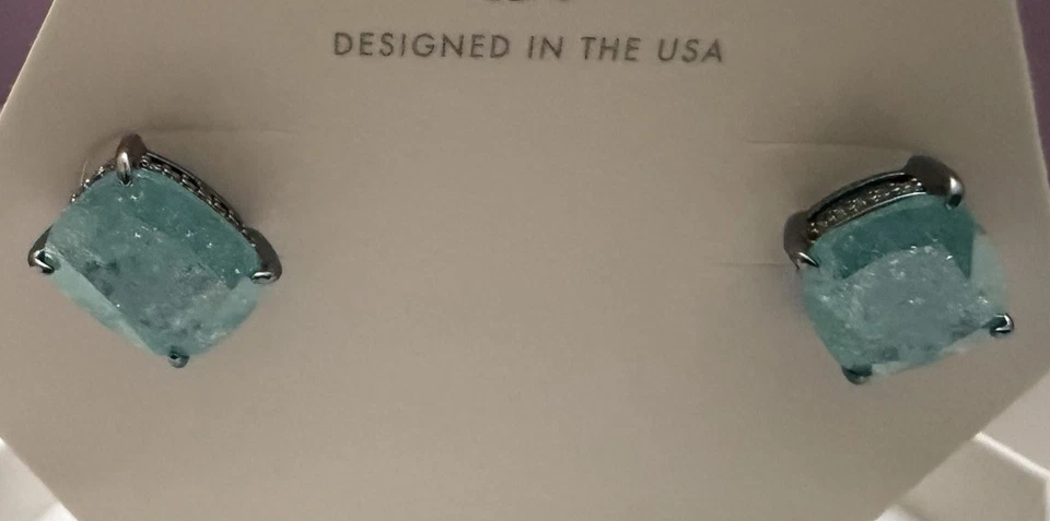 Pendientes Bomb Party Declaraciones Clásicas Laboratorio Topacio Azul Cristal de Hielo HematitaER75152 Foto 3 de 3