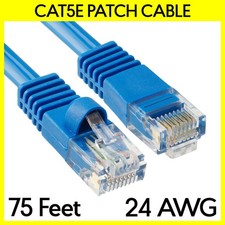 75 FT Cat5e Patch Cable Blue LAN Internet Cat 5e Cord RJ45 Modem Ethernet Cable