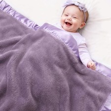 Fleece Baby Blanket with 2 Inch Satin Trim Soft Plush Blanket for Boys and Gi...