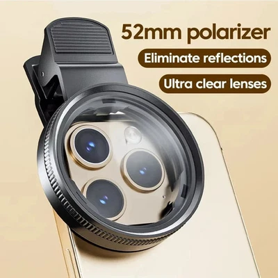 52mm Clip-On CPL Filter Phone Camera Lens Polarizer Anti Glare UK Free Delivery - Image 1 of 4