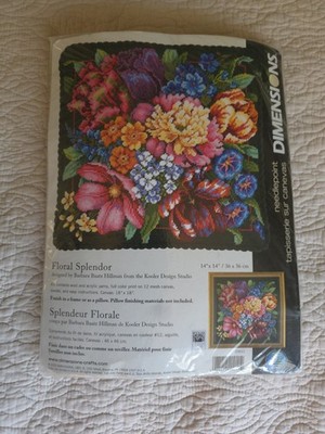 Vintage DIMENSIONS ''Floral Splendor'' Needlepoint Kit Barbara Baatz Hillman
