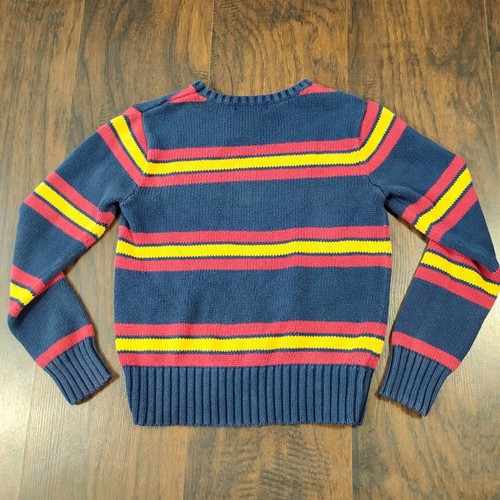 Vintage 90s Polo Ralph Lauren Sweater Youth S (8/10) Blue Color Block Stripe - Picture 5 of 7