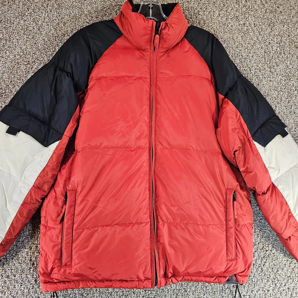 Old Navy Puffer Down Jacket Mens Medium Full Zip Cinch Waist Pockets - Image 2 of 4