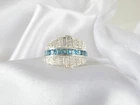 Vintage Sterling Silver 925 Channel Set Natural Heated Blue Topaz Ring Size 6