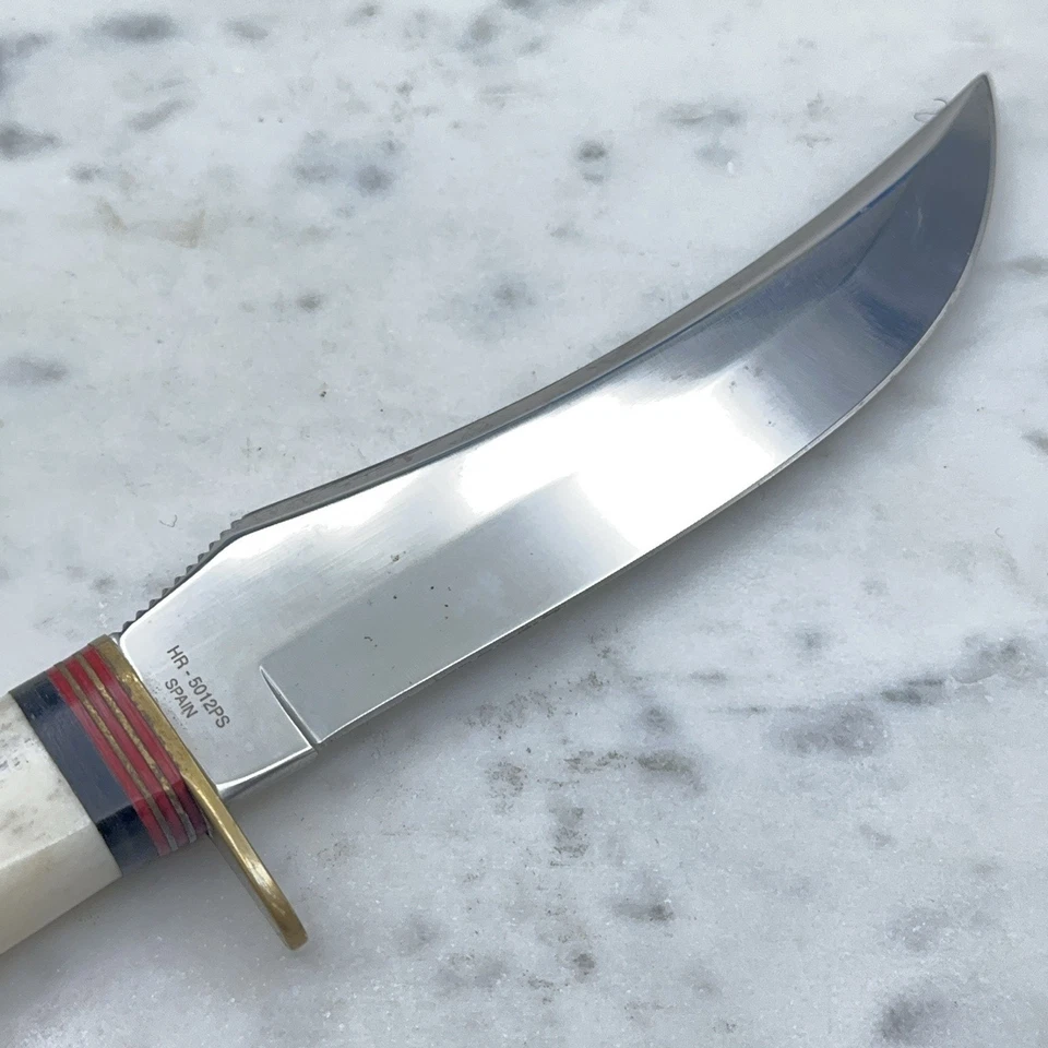 Hen & Rooster Stag Bowie Fixed Blade Hunting Knife W/ Original Leather Sheath - Image 4 of 4