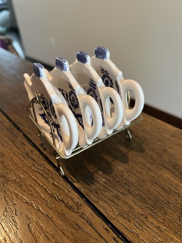 Juego de 4 bolsas de té vintage Japón cebolla azul con soporte de latón - Imagen 6 de 15