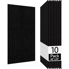 Acoustic Panels 10-Pack 48"x24" – Sound Absorbing Wall Panels, Black