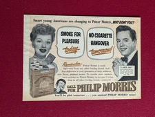 1952, Lucille Ball, "PHILIP MORRIS Cigarette" Ad (Scarce / Vintage)