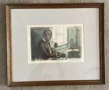 Glenn E. Miller Framed Etching of Cie Frazier  1974