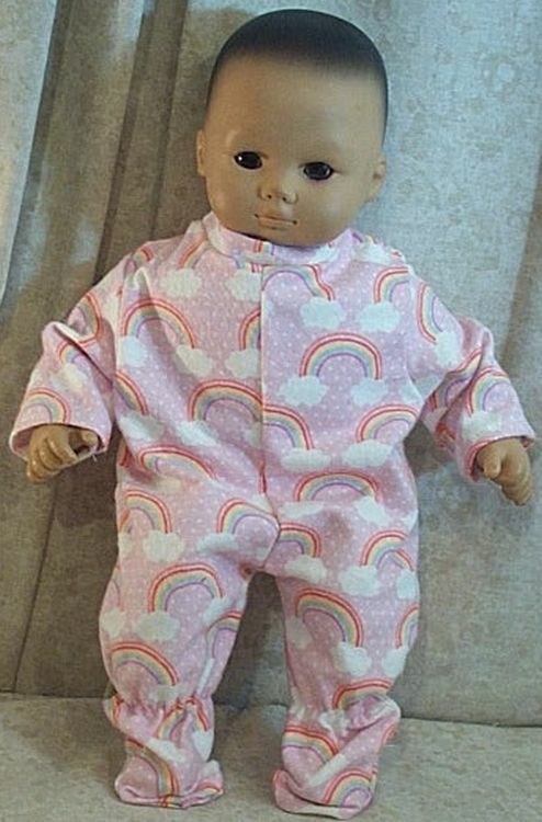 Doll Clothes Baby Made 2 Fit American Made Girl 15" Pajamas Footed Rainbow Pink