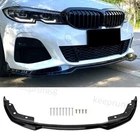 M Sport Front Bumper Lip Spoiler Gloss Black For BMW G20 330i M340i 2019-2022