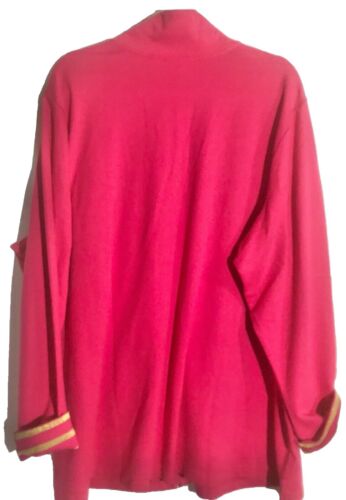 Quacker Factory Sz 3X Stretch Jersey Knit Jacket Coat Grommets Golden Stripe VTG - Picture 3 of 14
