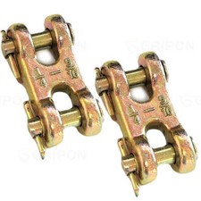 GRIPON (Pack of 2) 5/16 Inch Safety Chain Repair Link Twin Clevis 3,900lbs WLL
