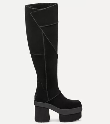 UGG New Heights SCHWARZER Plateau Xtra Stiefel UK Größe 7 brandneu im Karton UVP 280 £