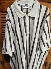 King Size New Without Tags Cream Colored Polo With Stripes Size 4XL