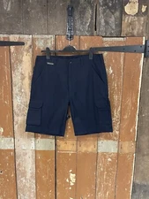 Rokwear Cargo Combat Shorts Navy Blue Cotton Blend Elasticated Workwear W38 New