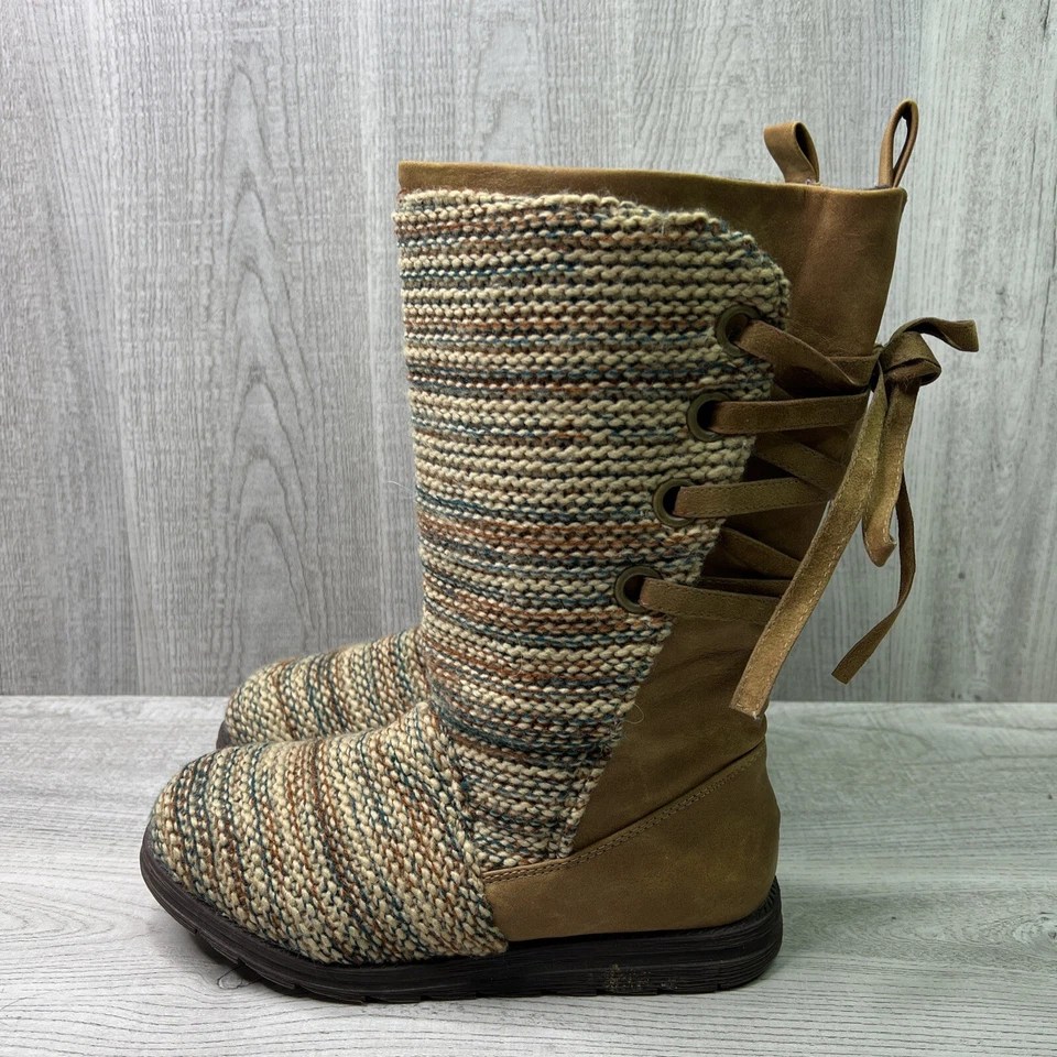 Botas de punto para mujer Muk Luks forradas con cordones invierno multicolor rayas multicolor 8 Foto 3 de 4
