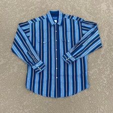 Wrangler Western Wear Shirt Mens XL Blue Pearl Snap