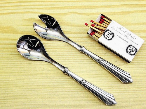 Kl. Salatbesteck mit CROMARGAN WMF 900 Fächermuster 90 g versilbert *0049