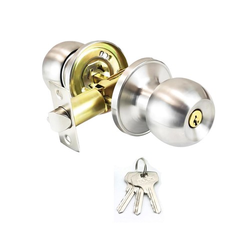 Entry Entrance Privacy Front Door Security Lock Round Knob Handle Set w/3 Keys - Picture 11 of 23