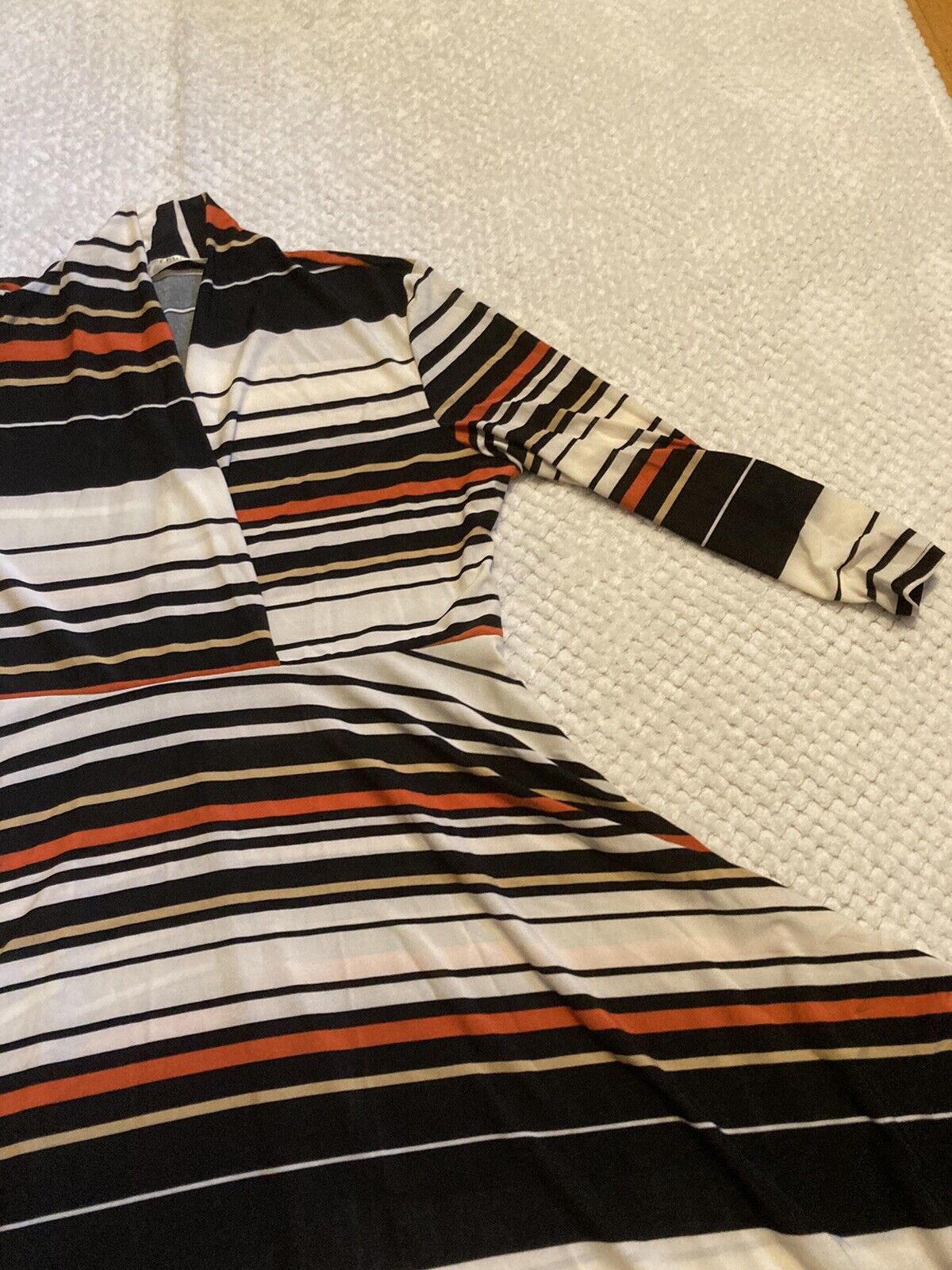 Frumos Clothing Women Cute Dress with Colorful Stripes And 3/4 Sleeve ...