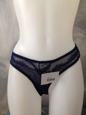 Culotte tanga dentelle bleu marine taille S NEUF
