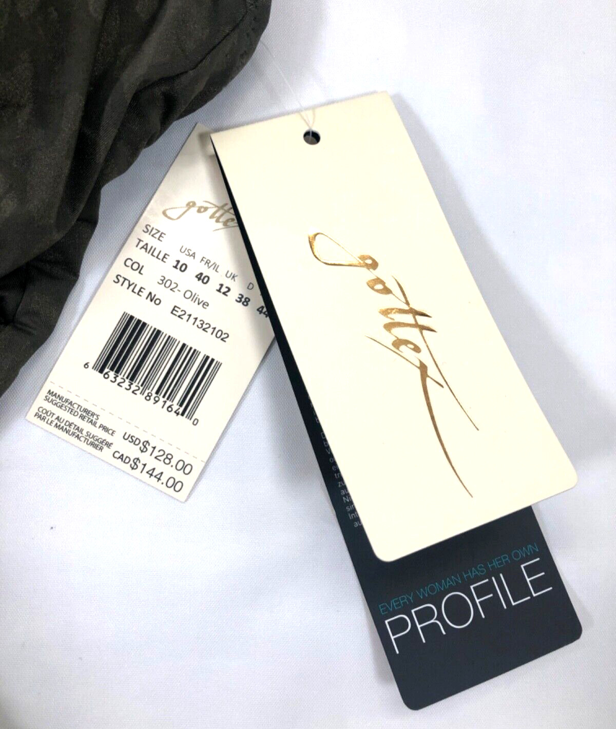 NWT Profile by Gottex Luminous Safari V-Neck One-Piece Swimsuit Olive US-10 $128