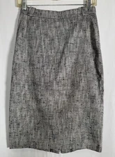 MAX MARA TRUE HEMP SILK COTTON Blend GREY PENCIL ZIP SKIRT SIZE USA 2 Lined