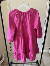 Chicos dress Size 8 HOT Barbie pink tiered Dress Balloon Sleeve Cotton New