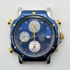 Seiko Quartz 5T52-6B09 USA Olympics Blue Sunburst GMT World Timer 38mm Vintage