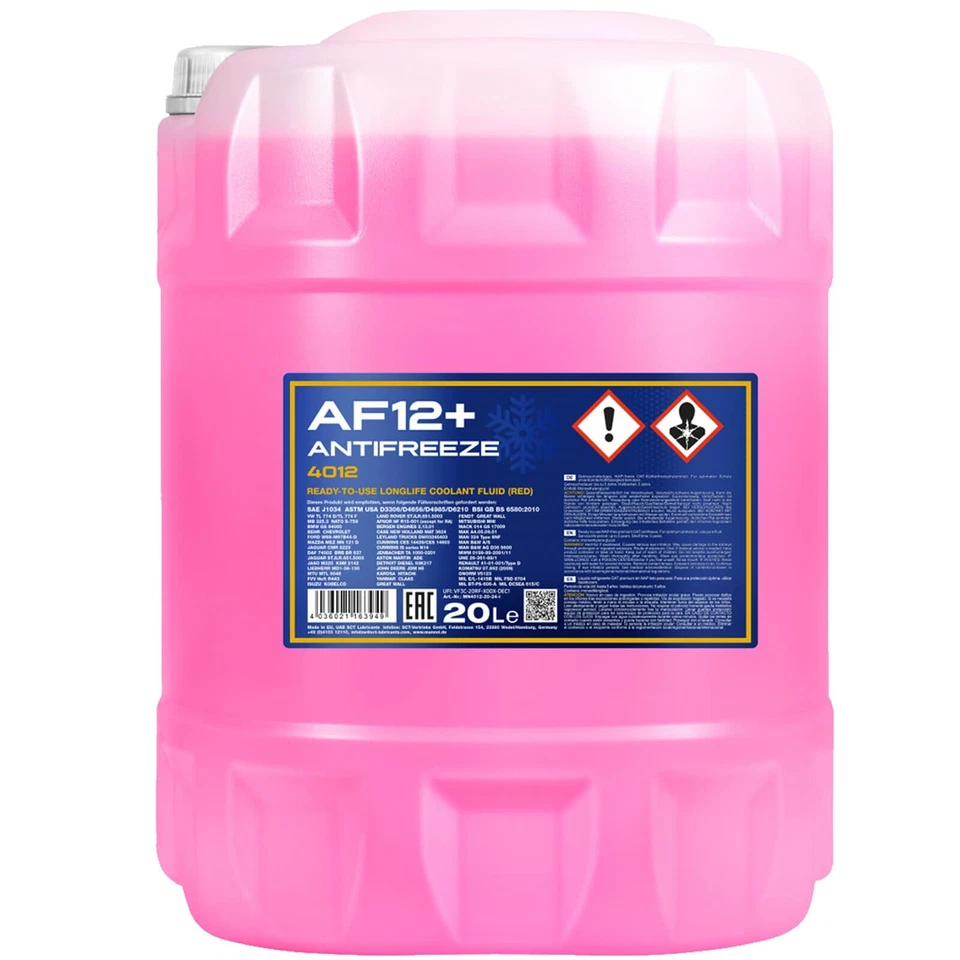 4 x 20 L MANNOL AF12+ KÜHLERFROSTSCHUTZ ROSA -40°C FERTIG-MIX für VW G12 G12+ - Bild 2 von 3
