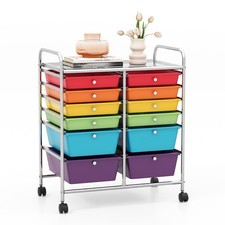 Costway 12 Drawer Rolling Cart Storage Paper Office School Organizer Multicolor