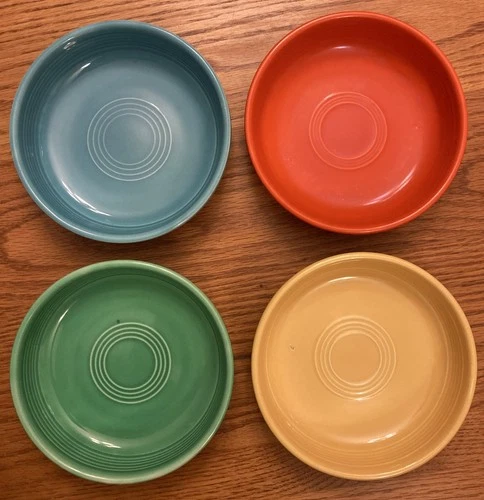 Vintage Fiestaware - (4) 6" dessert bowls in four original colors (1936-1960)