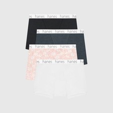 Hanes Premium Womens 4pk Boyfriend Cotton Stretch Boxer Briefs Colors Vary Large
