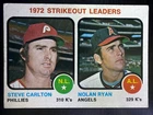 1973 Topps Baseball Card - League Leaders Nolan Ryan, Steve Carlton #67 EX