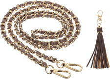 Purse Chain Strap, 47 Inch Leather Chain Straps Purse Strap Replacement Flat Cha